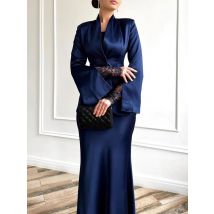 Sexy V-neck Button Coat and Half Skirt 2 Piece Set Fall Elegant Solid Color High Waist Suits 2025 Fashion Party Women's Outfit