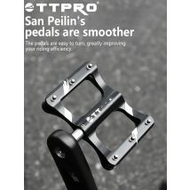 TTPRO Universal Bike Pedals for MTB/Road Bikes TTPRO PD24 Ultralight Wide CNC Aluminum Alloy with Sealed Bearings & Cr-Mo Axle