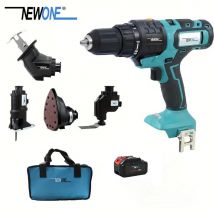 NEWONE Sostituzione testina 5 in 1 senza fili agli ioni di litio massima 18/20 V, una carica e una batteria grande da 4 A, confezione in tessuto blu