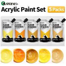 5-teiliges Marie-Acrylfarben-Set in gelben Farben, 100 ml/3,38 Unzen, lebendiges Zeichenpigment-Set für Modelle, Malerei, Eier für Künstler
