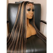 Parrucca diritta evidenziata 1B / 30 Parrucca frontale in pizzo 30 pollici 13x4 HD Parrucca brasiliana colorata a 180 densità per le donne