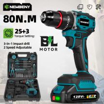 NEWBENY 25+3 Bezszczotkowa Wiertarko-Wkrętarka Akumulatorowa Wielofunkcyjna Wkrętak Domowy DIY Narzędzia Elektryczne Kompatybilna z Akumulatorami Makita