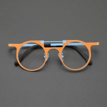 Hochwertiger Nischen-Mehrfarben-Brillenrahmen, literarische Mode, Retro, rund, ultraleicht, reines Titan, Hip-Hop-Trend, optische Brille