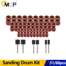 CMCP 51/66 pz Tamburo Abrasivo Kit Fascia Abrasiva Con Gambo 3.175mm Mandrini per Accessori Dremel Utensile Rotante Utensili Abrasivi