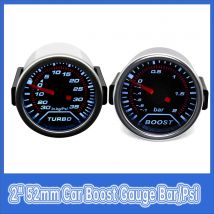 2 "52mm Auto Boost Gauge Bar/Psi Turbo Gauge Sensor Rauch Objektiv Weiß Hintergrundbeleuchtung Kunststoff Shell für Auto 12V Innen Teile