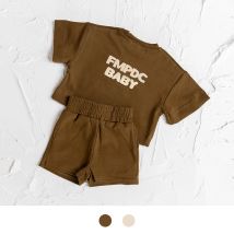 Neue Sommer Baumwolle Baby Kurzarm Tops Shorts Set einfarbig Brief lässig Jungen Kleidung Outfit Set Sommerkleid ung Jungen