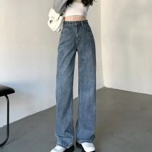 Damen Jeans Hohe Taille Jeans Y2K Mode Weibliche Kleidung Blau Schwarz Gerade Denim Hosen Hosen Mom Jean Baggy Hosen Groß