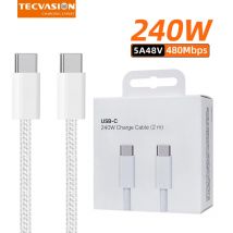 Cavo da USB C a USB C da 240 W Cavo di ricarica veloce tipo C da 2 M Cavo intrecciato per MacBook Air Pro iPhone15 15Pro Ipad DELL Caricatore per laptop