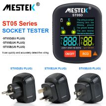 Tester per presa digitale MESTEK ST05D Test di tensione professionale rilevatore di prese RCD 30mA UK EU US Plug Ground Zero Line controllo di fase di polarità