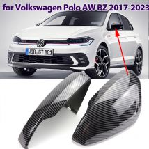 Cappucci per specchietti laterali esterni retrovisori con motivo in carbonio nero lucido per sostituzione VW Volkswagen Polo AW BZ 2017-2023