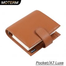 Moterm Luxe 2.0 Series Pocket Size Planner Pebbled Grain Leather A7 Notebook with 30MM Ring Mini Agenda Organizer  Diary Notepad