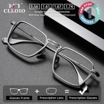 CLLOIO Reines Titan Blau Licht Blockieren Männer Lesebrille Handgemachte Myopie Rezept Rahmen Photochrome Progressive Brillen