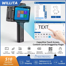 WILLITA S10 Hand-Tintenstrahldrucker, 25,4 mm, leichte tragbare Markierungsmaschine für Ablaufdatums, Chargennummern, QR-Codes/Barcodes, EU