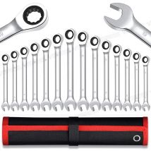 Ratcheting Wrench Set,Metric and standard Ratchet Wrench Set, CR-V Steel, 72 Teeth, Box End and Open End Wrench Set