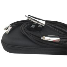 Para audiofilskich kabli Dragon RCA PSS Pure Silver HiFi Audio Interconnect Line z systemem rozpraszania hałasu
