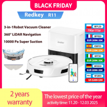 Odkurzacz automatyczny Redkey R11 3w1: odkurzanie, zamiatanie, mopowanie, super moc ssania 10 kPa, obrót 360° °   Inteligentna nawigacja LiDAR Sterowanie głosowe przez aplikację