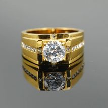 Luxus Gold Silber Farbe klassische Ehering Männer Frauen Edelstahl eingelegt runde Zirkon Fingerringe Modeschmuck