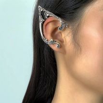 1Pair Goth Punk Fairy Elf Ear Cuff Earrings Trendy Vintage Clip Piercing for Women Halloween Jewelry Gift Accessories