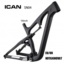 Ican Bikes Snowbike 26ER Vollgefederter Carbon-Fat-Fahrradrahmen 200 x 51 hinterer Stoßdämpfer 120 mm Federweg SN04-Größe 16 Zoll Lila glänzend