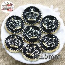 50pcs 12.5mm Round Crown Flat Back Buttons Home Garden Crafts Cabochon Scrapbooking DIY Accessories