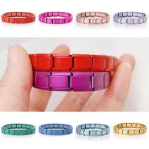 Mode Neue Design Farbe Matte Italienischen Charme Modul Armband 9mm Breite Elastische Edelstahl Armreif DIY Männer frauen schmuck