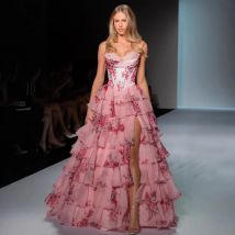 Elegantes Abendkleid, gestufter Kuchenrock, Bankett, formelles Partykleid, geschichtetes Rüschen-Design, voluminöse Silhouette, feminine Hochzeit