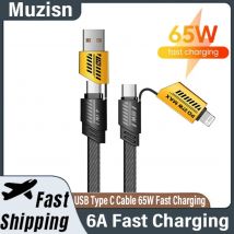 4-in-1 6A Schnelllade-USB-Typ-C-Kabel für Huawei Redmi Samsung iPhone 16-12 11 Reisewand Tragbares USBC-Datenkabel für Telefon