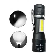 Portable Rechargeable LED Flashlight with Pen Clip Zoomable Waterproof Torch with Side Light Outdoor Camping Emergency Lantern