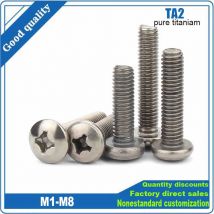 2/5 Stück M1 M1,2 M1,4 M1,6 M2 M2,5 M3 M4 M5 M6 M8 TA2 Kreuzrund-Phillips-Flachkopfschraube aus reinem Titan