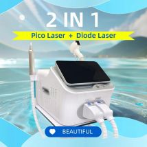 Macchina professionale per la depilazione laser a diodi 2 IN 1 2025 Picosecond Qswitch ND YAG 808NM Dispositivo per la rimozione del tatuaggio 4 onde 4000W