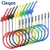 Cleqee 10 pz Prova Gancio Clip a Dupont Maschio/Femmina Jumper Wire 26AWG Cavo In Silicone Per Breadboard Oscilloscopio Analizzatore Logico