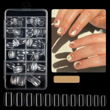 100pcs Kid Nails Fake Nail Acrylic Nail Art Clear Transparent Nature Color Full Cover Nail Tips