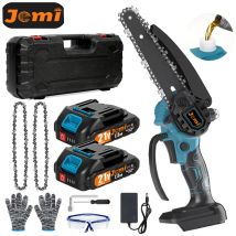 Jemi Tool Sega a catena elettrica ricaricabile portatile a batteria da 6 pollici con due batterie, taglierina per legno, strumento per potatura di frutteto da giardino