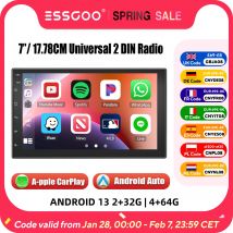 ESSGOO 7 "Android 13 Auto Carplay Car Stereo Head Unit Double 2 DIN Multimedia Player navigazione GPS Bluetooth FM RDS Radio