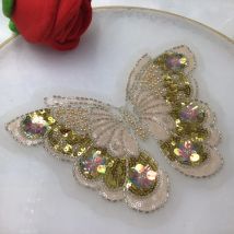 1Pc Sequin Bead Butterfly Embroidery Patches Fabric For Dress Curtain Home Accessories Sewing  Handmade Applique Repair Crafts