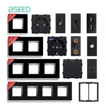 BSEED marcos de enchufe de vidrio estándar de la UE RJ45 PC CAT5 TV/ST piezas de enchufe HDMI enchufe de pared con interruptor de botón mecánico USB tipo C