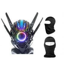 Samurai Helm Cosplay für Männer, Halloween führte leuchtende Punk-Maske Teenager Masken Zubehör Musik Festival Dekor DJ-Party