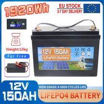 12V 300AH 200AH 150AH 100AH LiFePo4 Batteria incorporata BMS al litio ferro fosfato 6000 cicli per camper camper carrello da golf solare