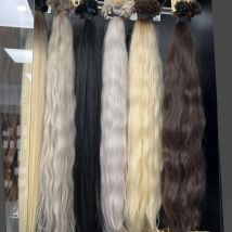 Doczepiane włosy naturalne Flat Tip Remy, 18-30 cali, prawdziwe włosy Remy, jedwabiście proste, czarne, brązowe, doczepiane na bazie keratyny.