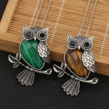 1pcs Owl Shape Charms Pendant Natural Quartz Crystal Stone Necklace Beads for Jewelry Making Diy Necklace Crafts Accessories