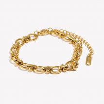 E B belle Official Store Oval Flower Handmade Chain Bracelet 18K Gold Plated Women's Hand Bracelets 316L Stainless Steel Jewelry