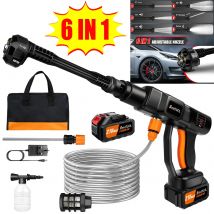 21 V kabellose elektrische Waschpistole, tragbarer Druckreiniger mit 2 Batterien und 5 m Schlauch, 25 cm Jet Wash für Auto, Fahrrad, Hof, Zuhause