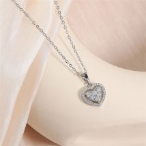 ZAKOL Luxus Zirkon Herz Anhänger Halsketten Für Frauen Elegante Silber Farbe Kristall CZ Halskette Braut Hochzeit Schmuck Geschenk