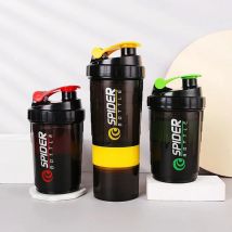 Bottiglia di proteine Shaker a 3 strati, tazza per agitare la polvere, bottiglia d'acqua, tazza di miscelazione in plastica, bottiglia per esercizi per body building