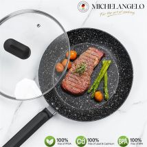 MICHELANGELO 12 Zoll antihaftbeschichtete Bratpfannen mit Deckel, Granitbeschichtungen, Bratpfanne, Bratpfanne, Eierpfanne, Kochpfanne für alle Öfen