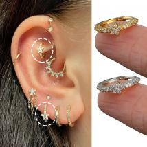 Rook Piercing Star Hoop Ohrring Conch Helix Tragus Lobe Ohrknorpel Piercing Schmuck Zirkon INS 1PC Ohrring für Frauen Geschenk