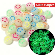 600/150 Stück 7 mm leuchtende dunkle Acrylperlen – gemischte Farben, Perlenzubehör für die DIY-Schmuckherstellung, Halloween-Modeaccessoires