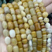 Natural Stone Topaz Yellow Jades Rondelle Cube Column Loose Round Spacer Beads For Jewelry Making DIY Bracelet Necklace Material