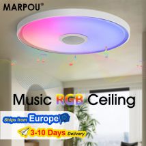 MARPOU Plafoniera moderna a LED RGB Dimmer colorato APP Telecomando 18 pollici Lampada da soffitto per musica domestica intelligente di grandi dimensioni Camera da letto