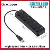 USB Hub 3.0 Multiprise USB High Speed Splitter 7 Port 5 Gbit/s Hub Netzteil mit Schalter Langes Kabel mit mehreren Expander HUB